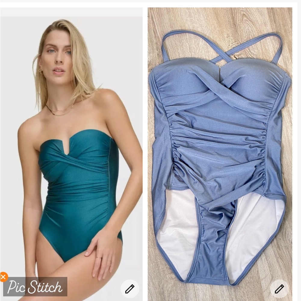 Calvin Klein Teal and Blue Women Swim One Piece